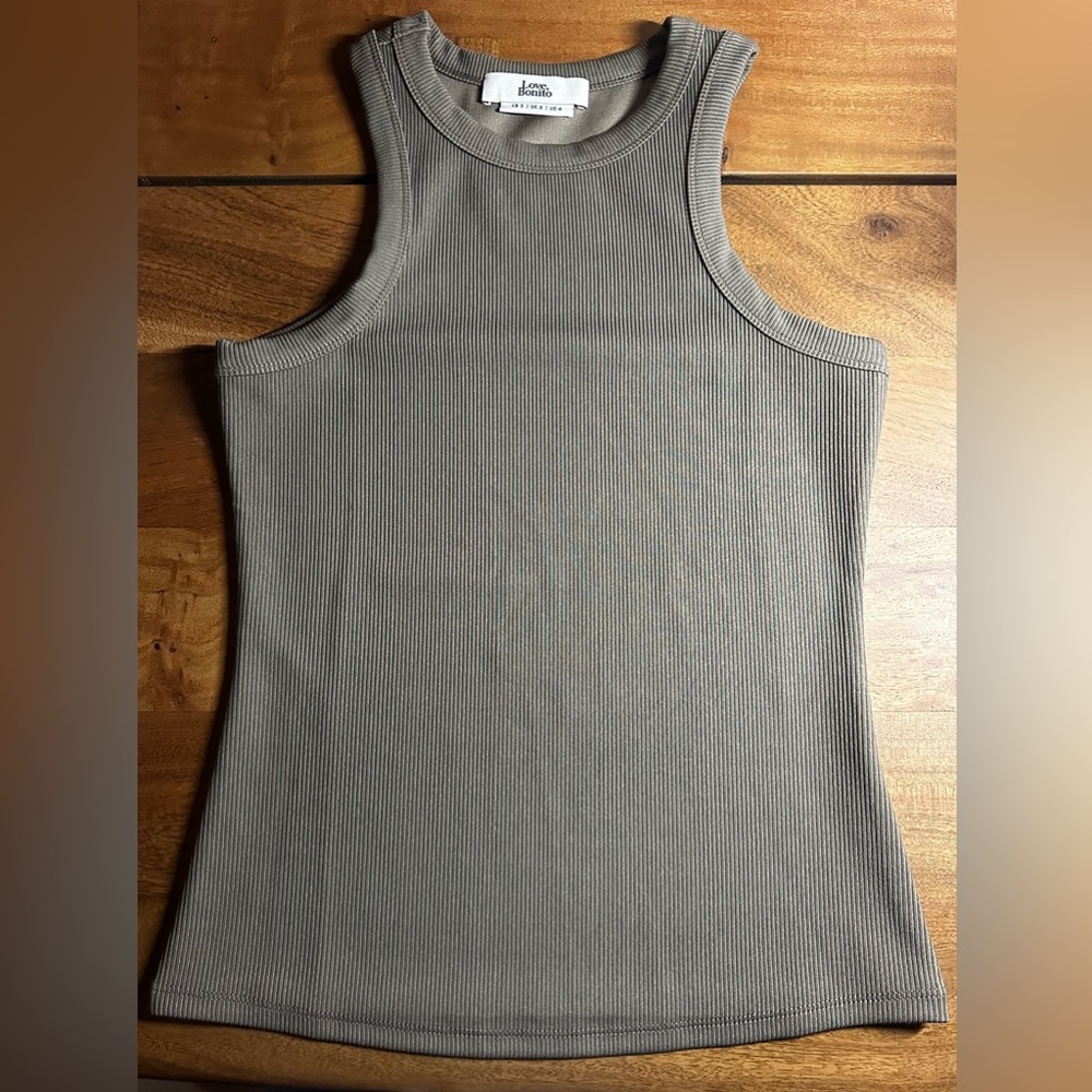 Love Bonito Sevyn Ribbed Racer Tank Top-Small - Picture 4 of 6